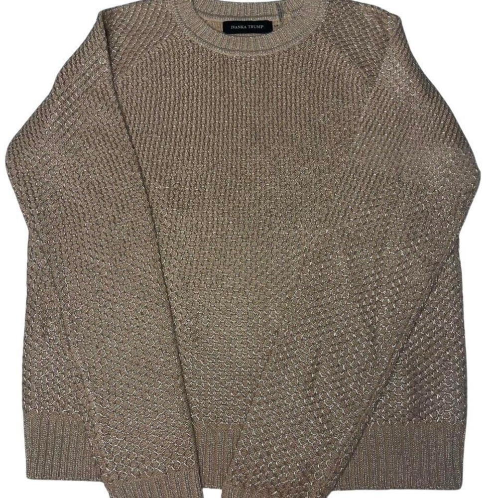 Ivanka Trump gold metallic chain crewneck sweater small